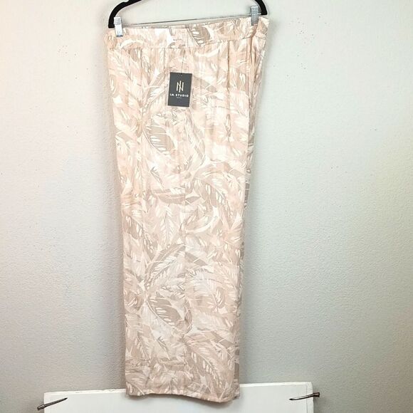 I.N. Studio Womens Tropical Cream Tan Wide Leg Pants sz1x - Picture 5 of 11